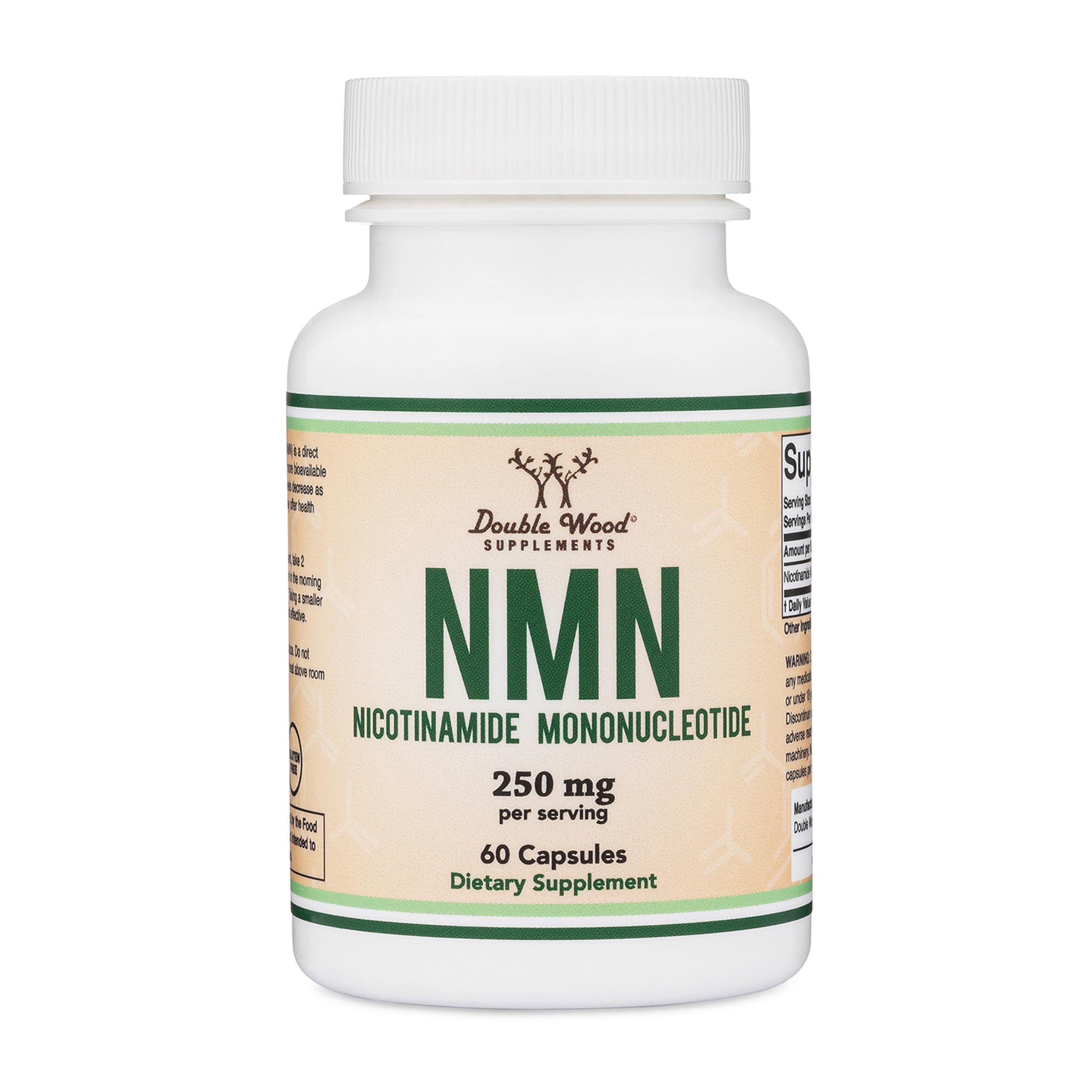 Botella de NMN 250 mg de Double Wood para energía diaria
