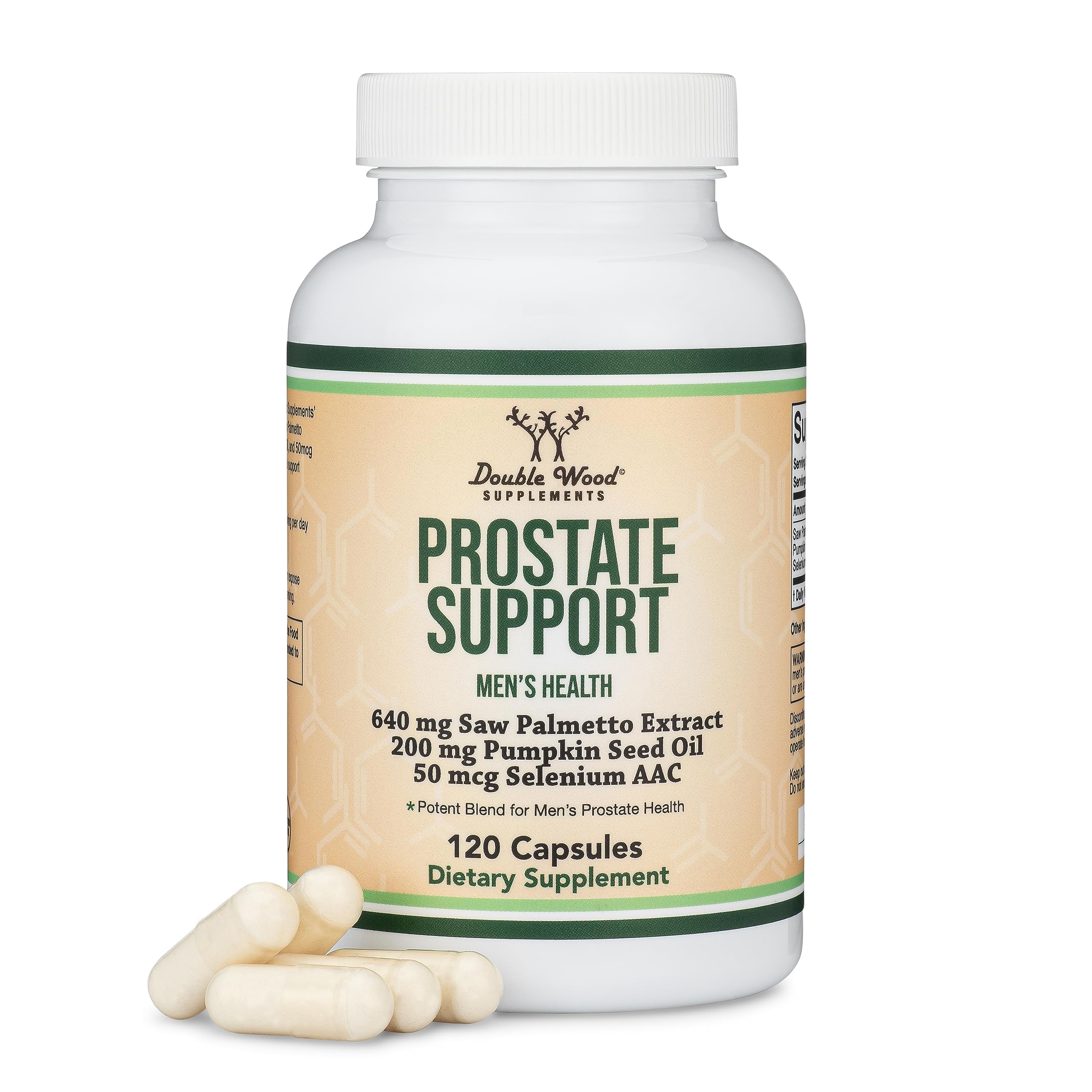 Double Wood Supplements Próstata botella: posible apoyo diario a la función urinaria.