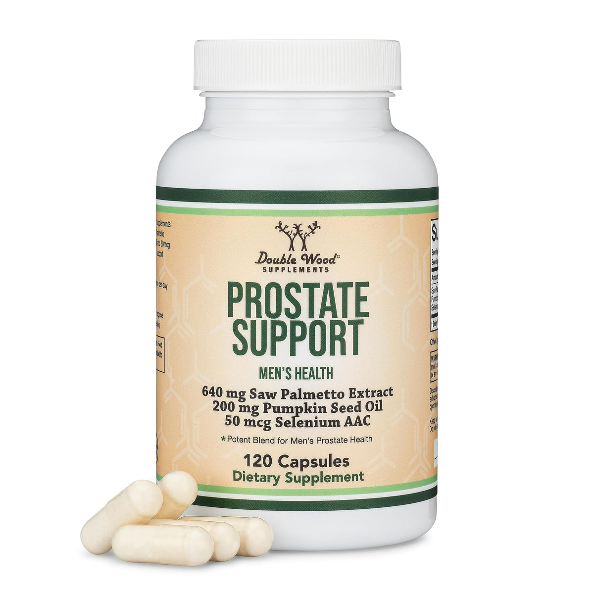 Double Wood Supplements Próstata botella: posible apoyo diario a la función urinaria.