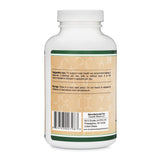 Double Wood Tribulus 95% saponinas, primer plano de cápsulas para uso diario.
