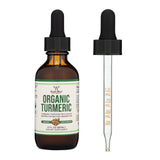 Double Wood Turmeric Drops: etiqueta orgánica y opción vegana.