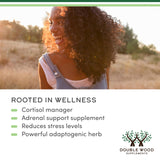 Double Wood Ashwagandha Drops etiqueta sin gluten y sin OGM
