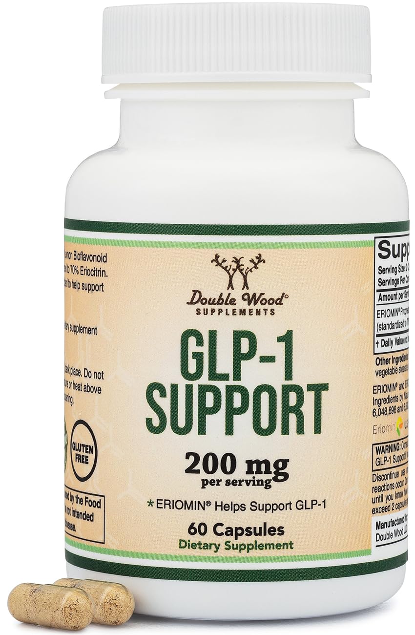 Double Wood GLP-1 suplemento, frente del envase, ideal para uso diario.