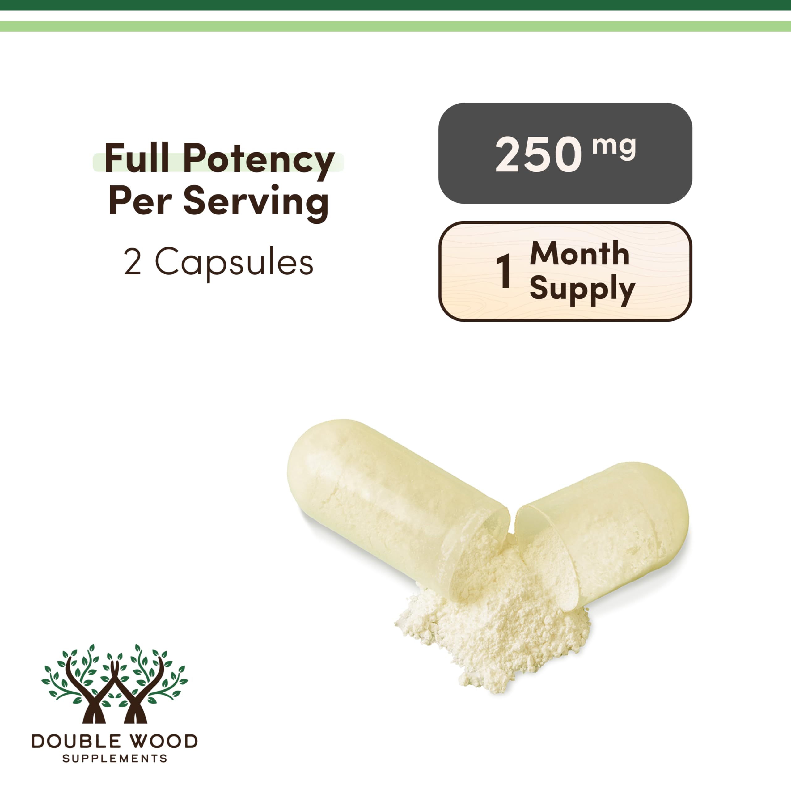 Double Wood Lactoferrin 250mg, dosis diaria, opción de nutrición de hierro para la rutina.