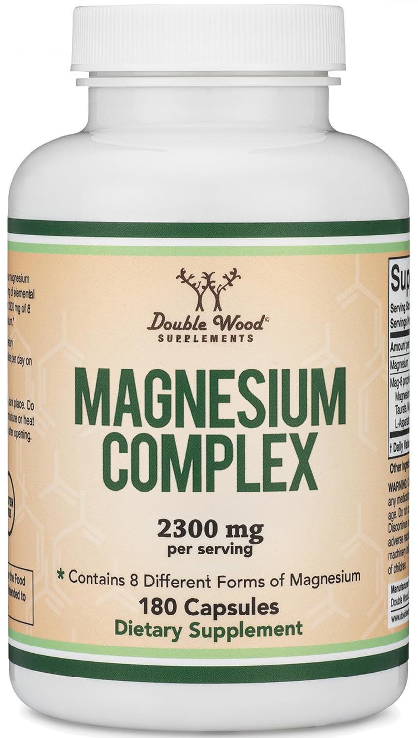 Double Wood MAG-8: botella de cápsulas para uso diario de magnesio.