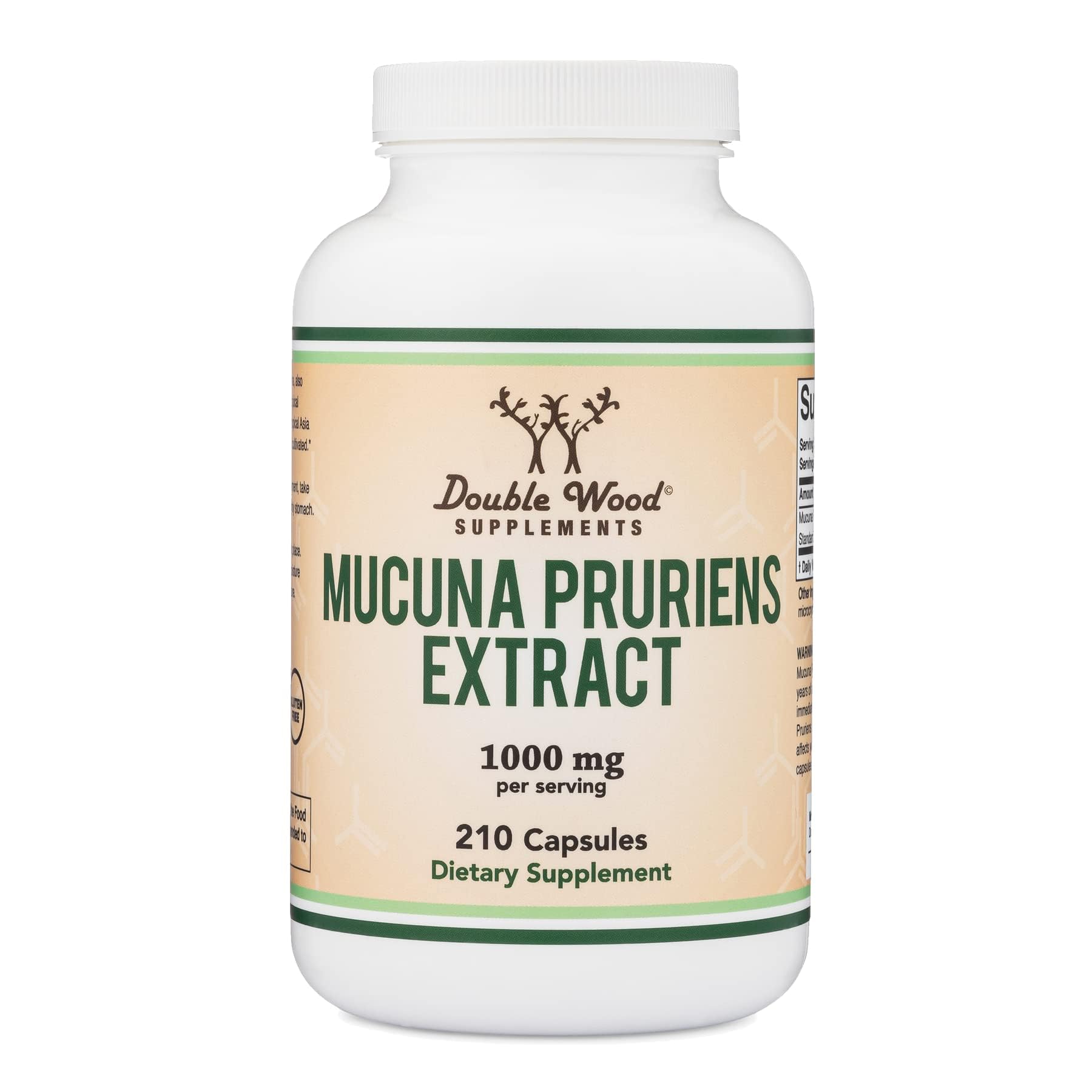 Double Wood Mucuna Pruriens: botella compacta para llevar y mantener energía.