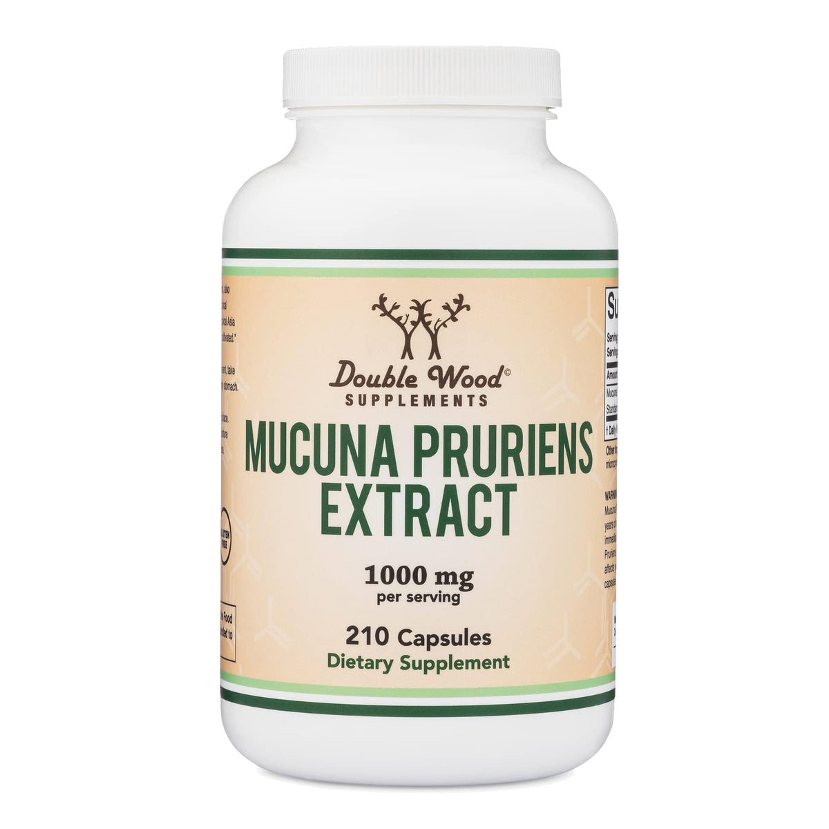 Cápsulas Double Wood Mucuna Pruriens de 1000 mg para concentración diaria.