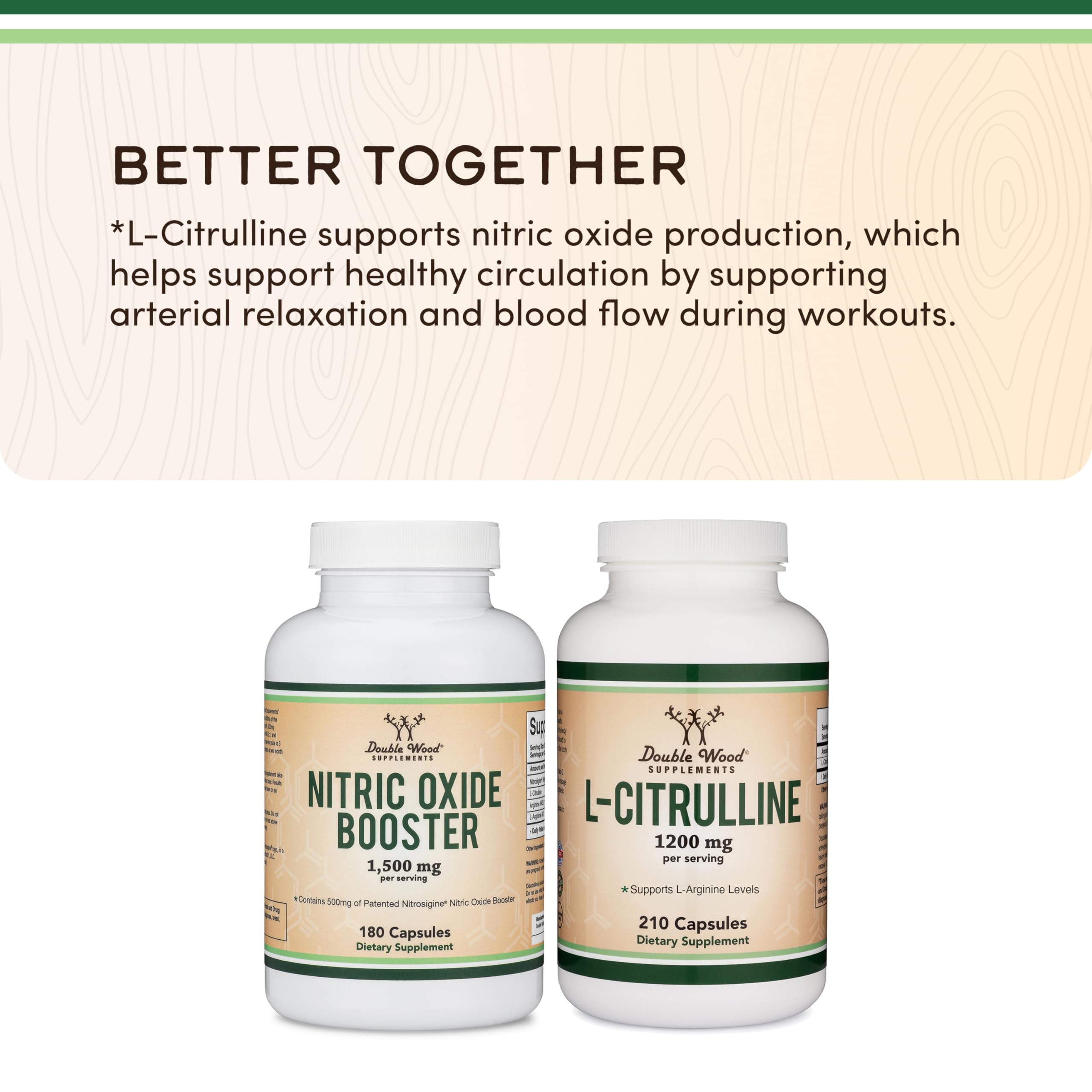 Double Wood Oxido Nitrico envase de calidad, fabricado en EE.UU. con ingredientes globales