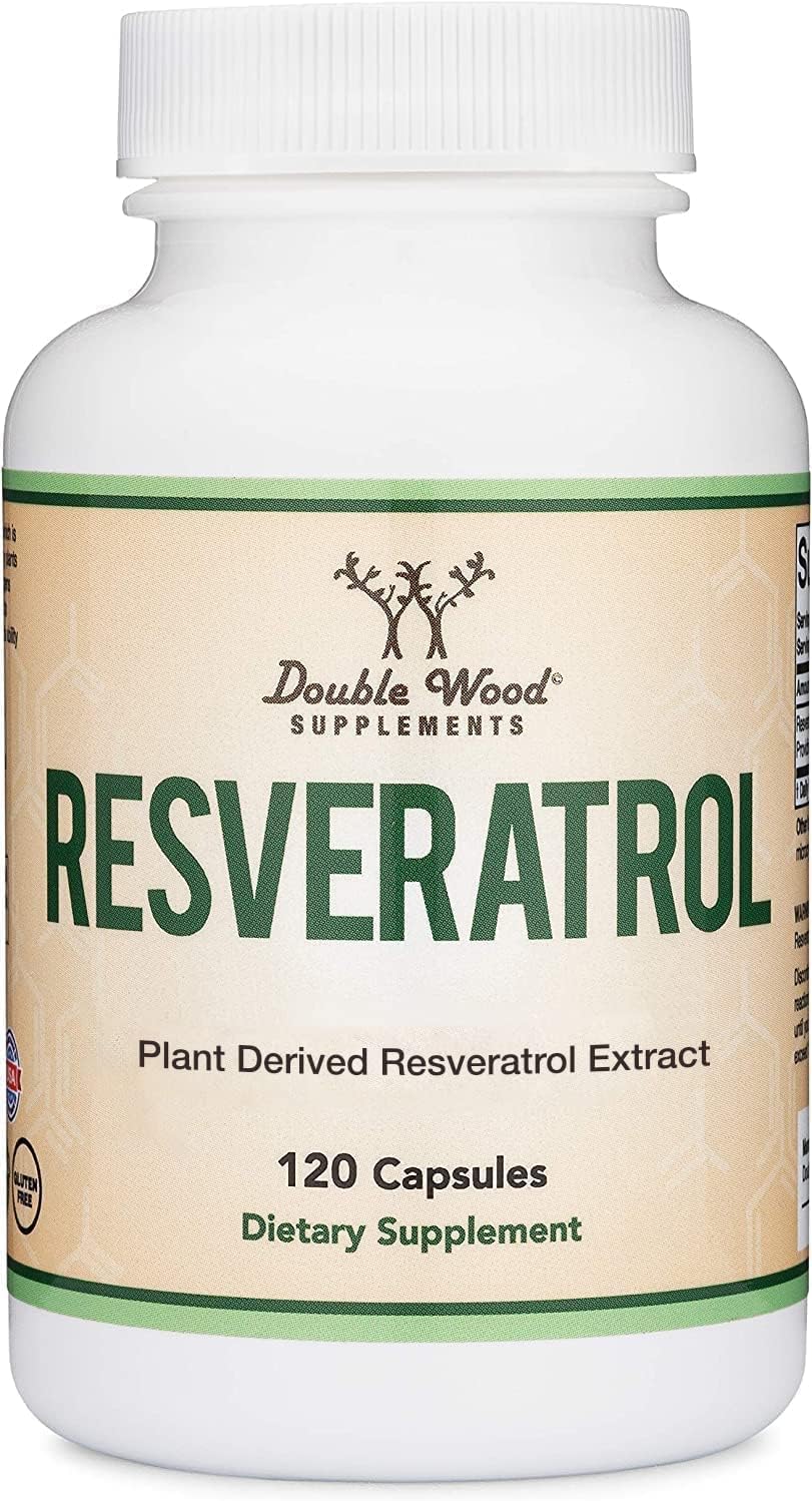 Double Wood Resveratrol 500mg, cápsulas, bote de 120 para apoyo antioxidante diario.