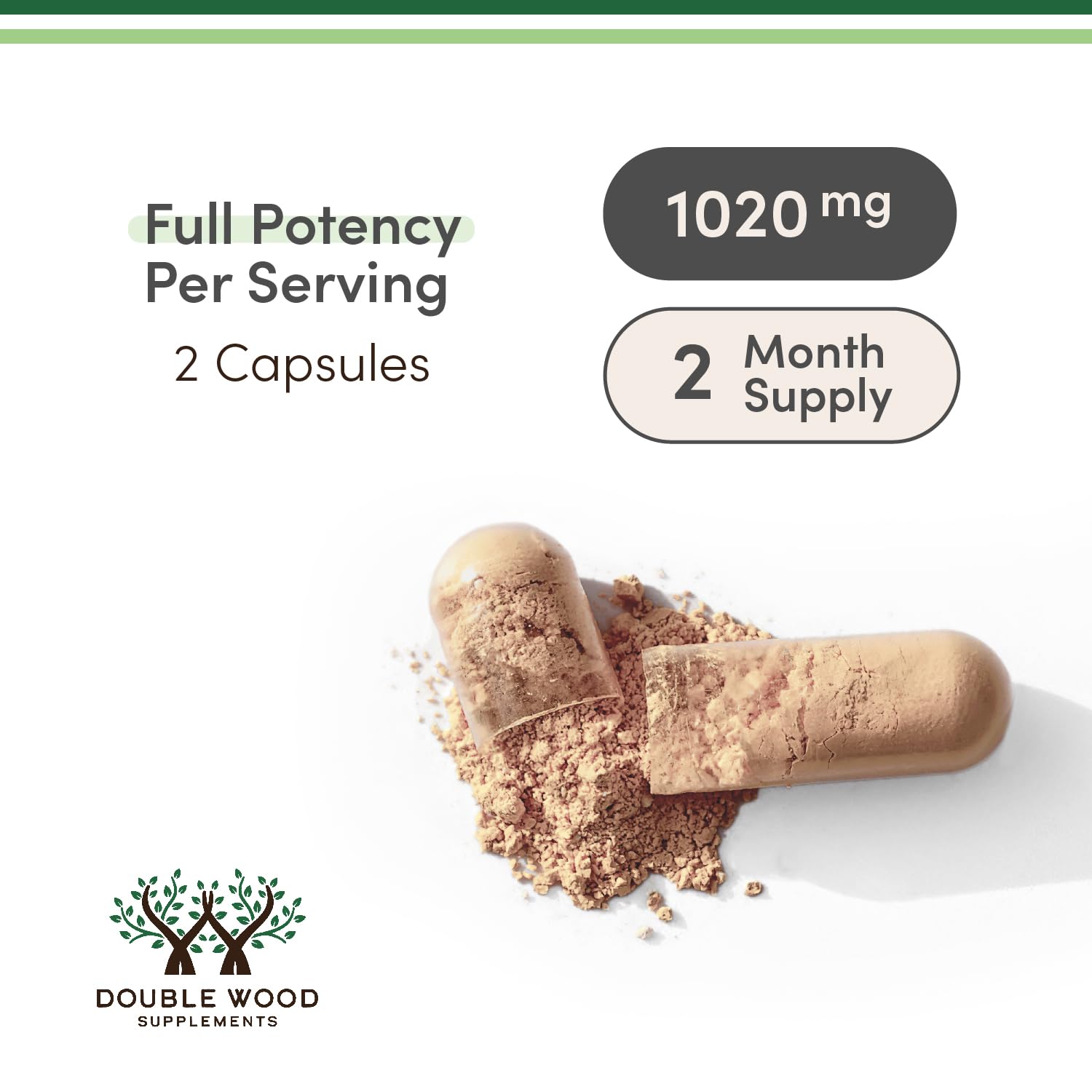 Double Wood Tongkat Ali: frasco de 1000 mg por porción para resistencia diaria.
