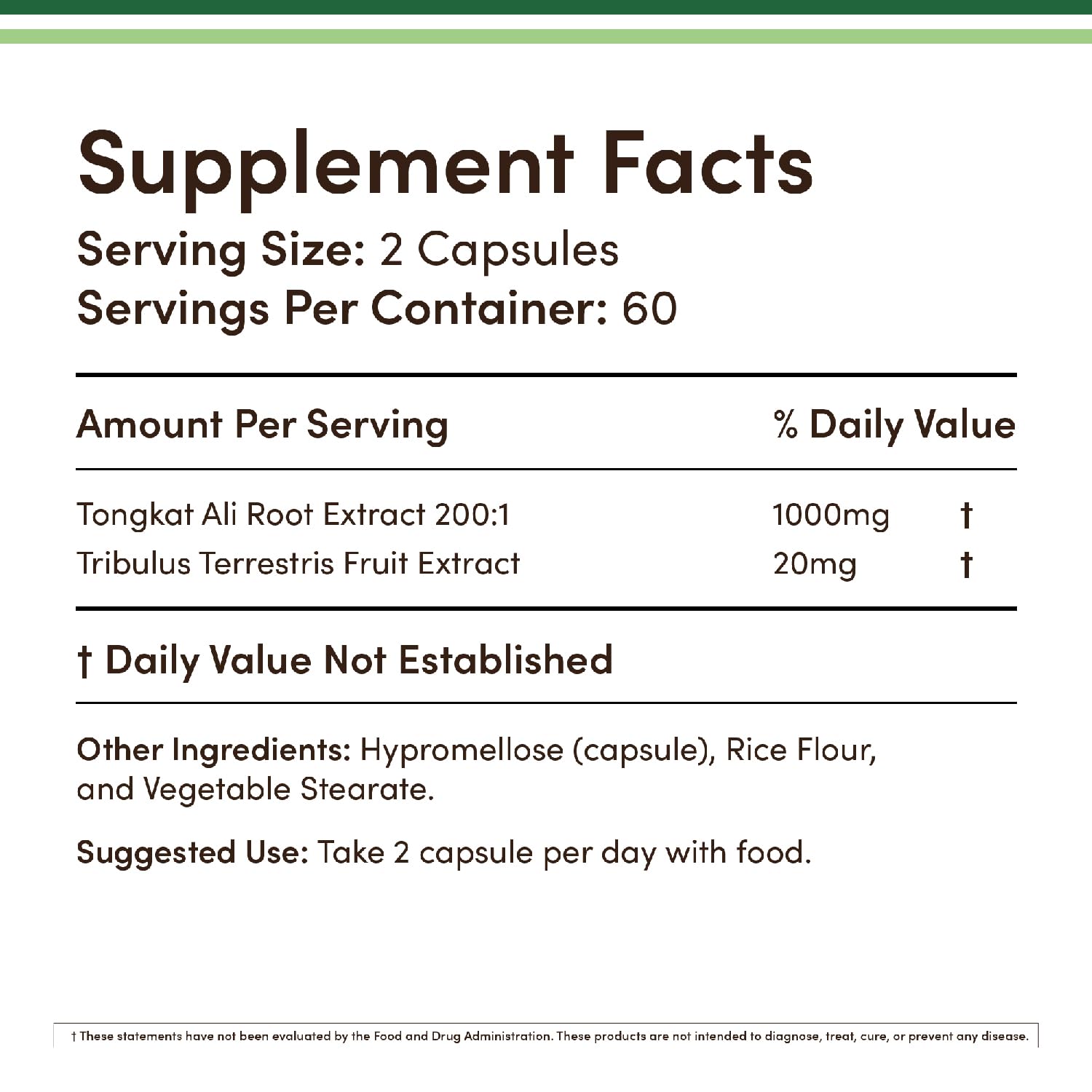 Double Wood Tongkat Ali Tribulus: cápsulas de 1000 mg para apoyo muscular.