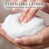 DOUCEWAND Foam Wash con agave, peonía y aloe para equilibrio suave.