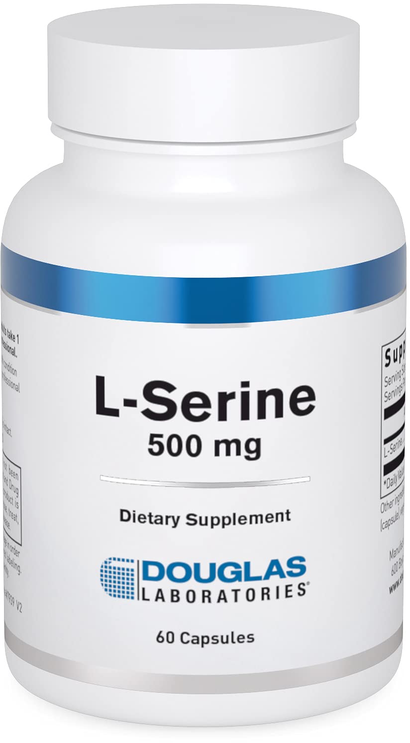 Douglas Laboratories L-Serine: botella frontal con posible apoyo a salud cardíaca y cerebral