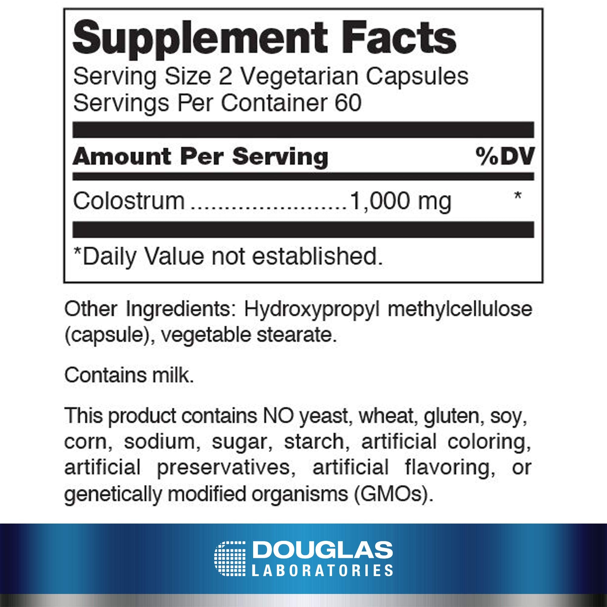 Douglas Laboratories Colostro: etiqueta detalle para conocer componentes clave
