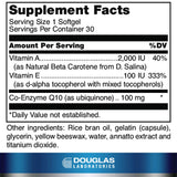 Douglas Laboratories CoQ10 Plus, etiqueta frontal, absorción mejorada con aceite de arroz y vitamina E