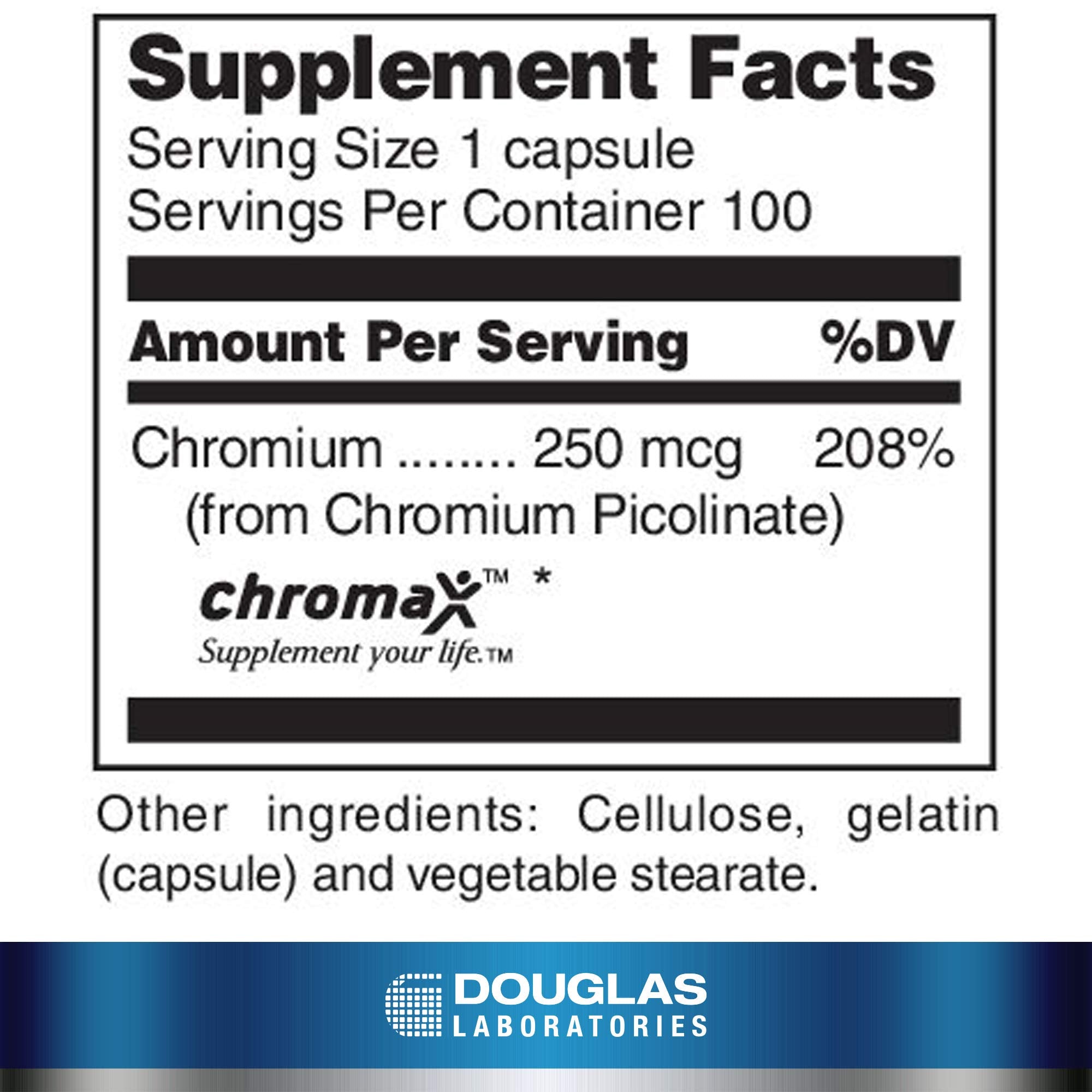 Douglas Laboratories cromo-picolinato 250 mcg cápsulas para apoyo nutricional diario.