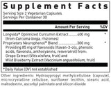 Instrucciones de uso en botella de Douglas Laboratories curcumina optimizada con Neurophenol