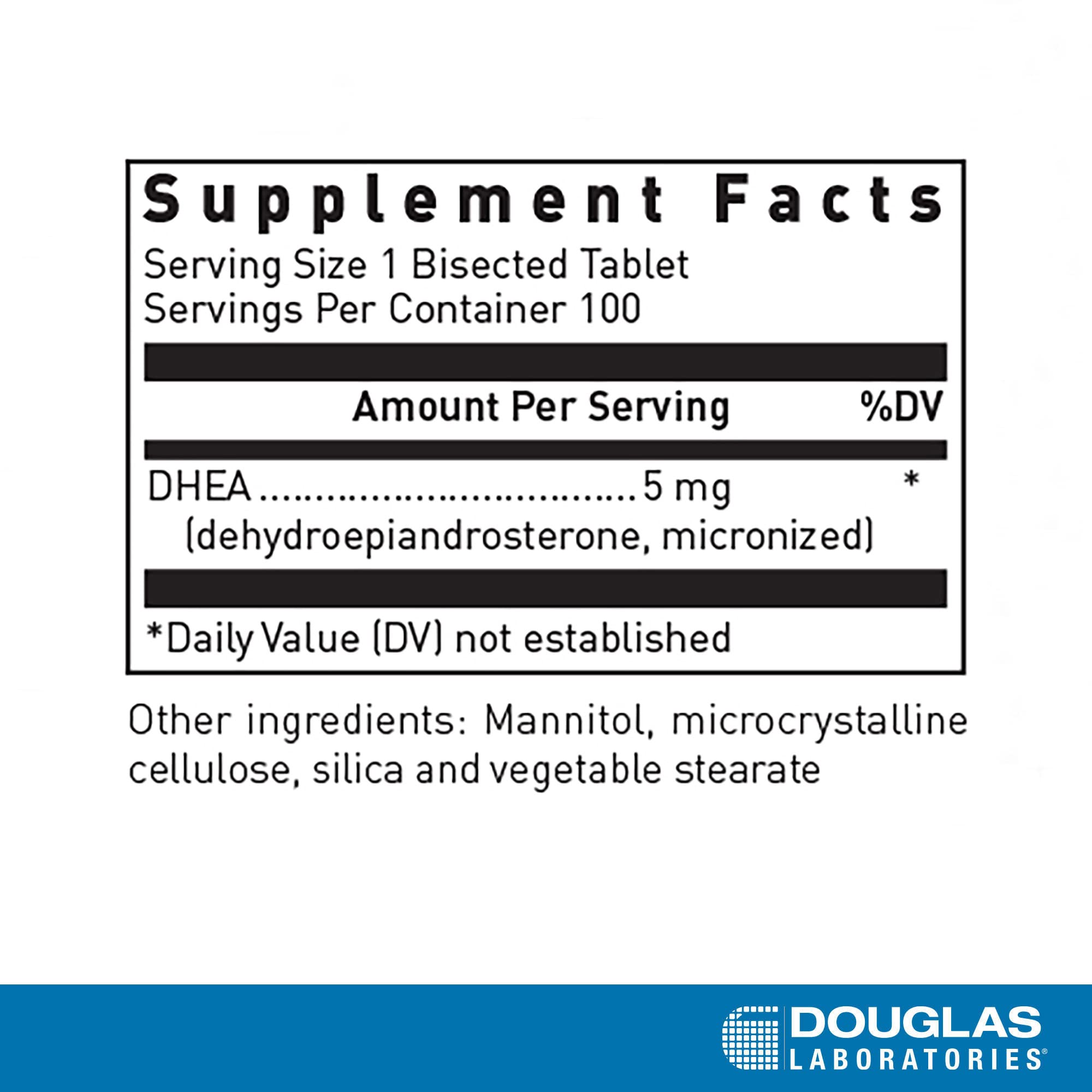Douglas Laboratories DHEA 5 mg tableta con disolución rápida para uso diario.