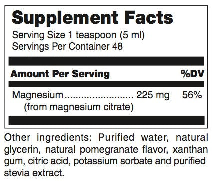 Douglas Laboratories Magnesio líquido, etiqueta detallada: información clara sobre nutrientes y usos posibles.