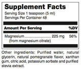 Douglas Laboratories Magnesio líquido, etiqueta detallada: información clara sobre nutrientes y usos posibles.