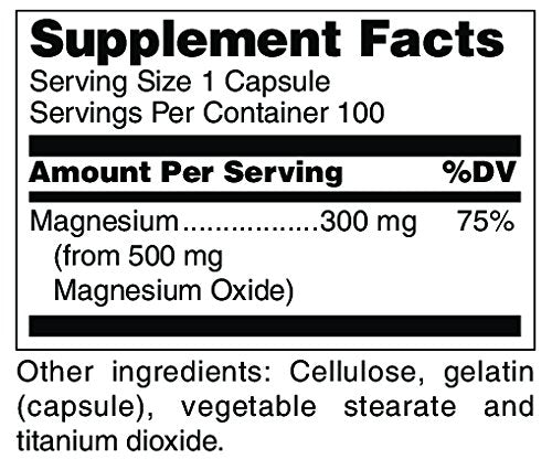 Etiqueta frontal de Douglas Laboratories Magnesium Oxide destacando pureza y BPM.