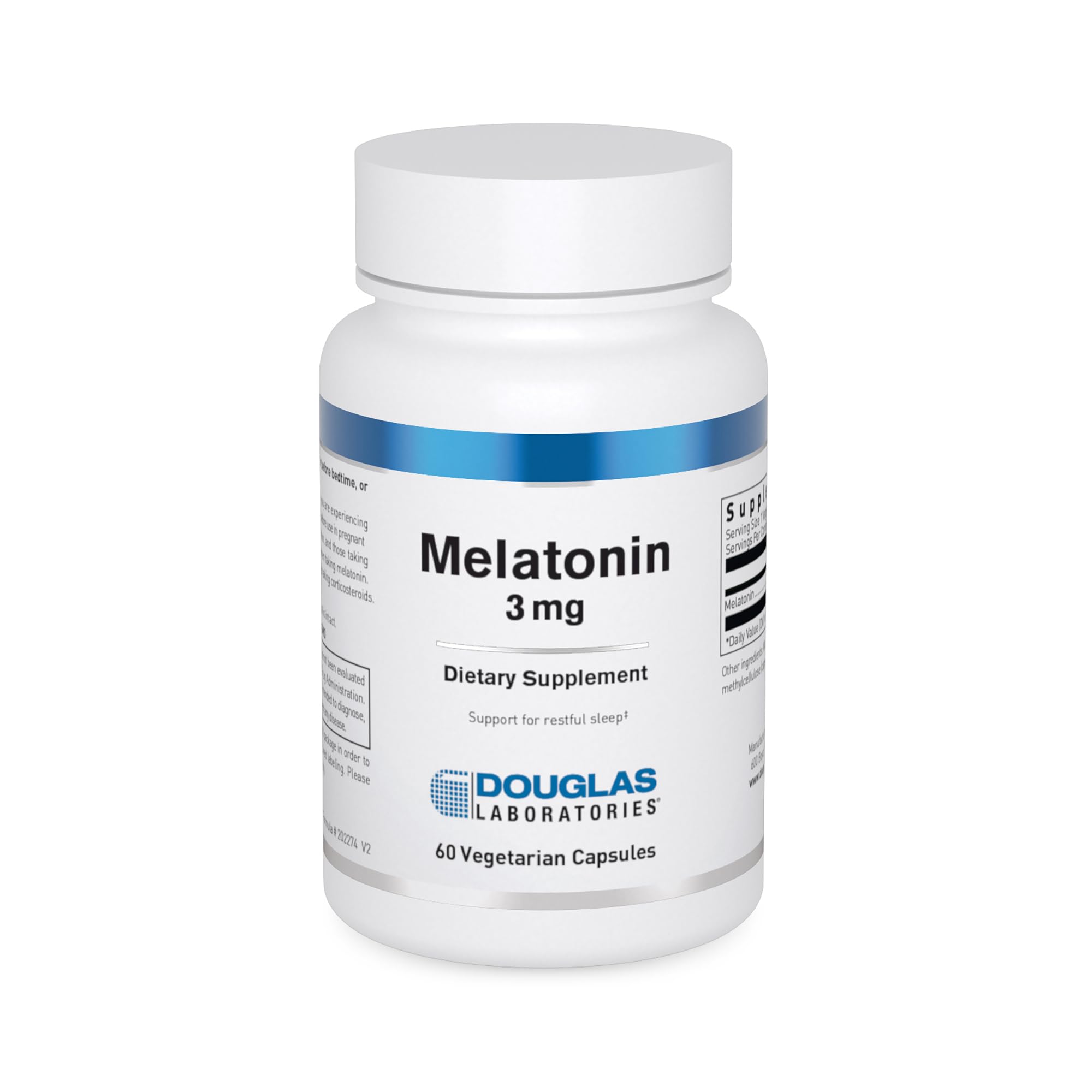 Douglas Laboratories Melatonina 3 mg: botella para apoyar el ciclo sueño-vigilia.