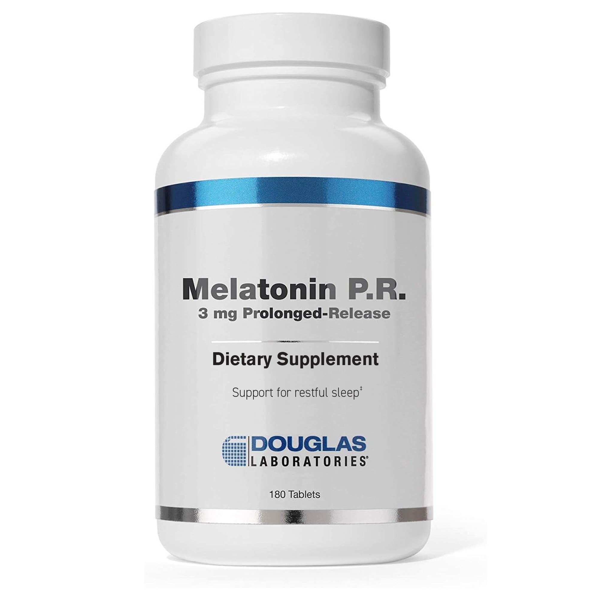 Douglas Laboratories Melatonina de liberación prolongada, botella en primer plano para descanso sostenido