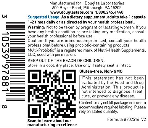 Douglas Laboratories Multi-Probiotic mezcla de cepas para equilibrio intestinal.
