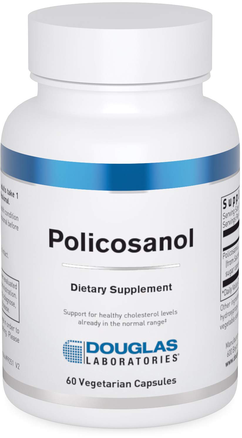 Douglas Laboratories Policosanol, botella de cápsulas, apoya metabolismo lipídico saludable.