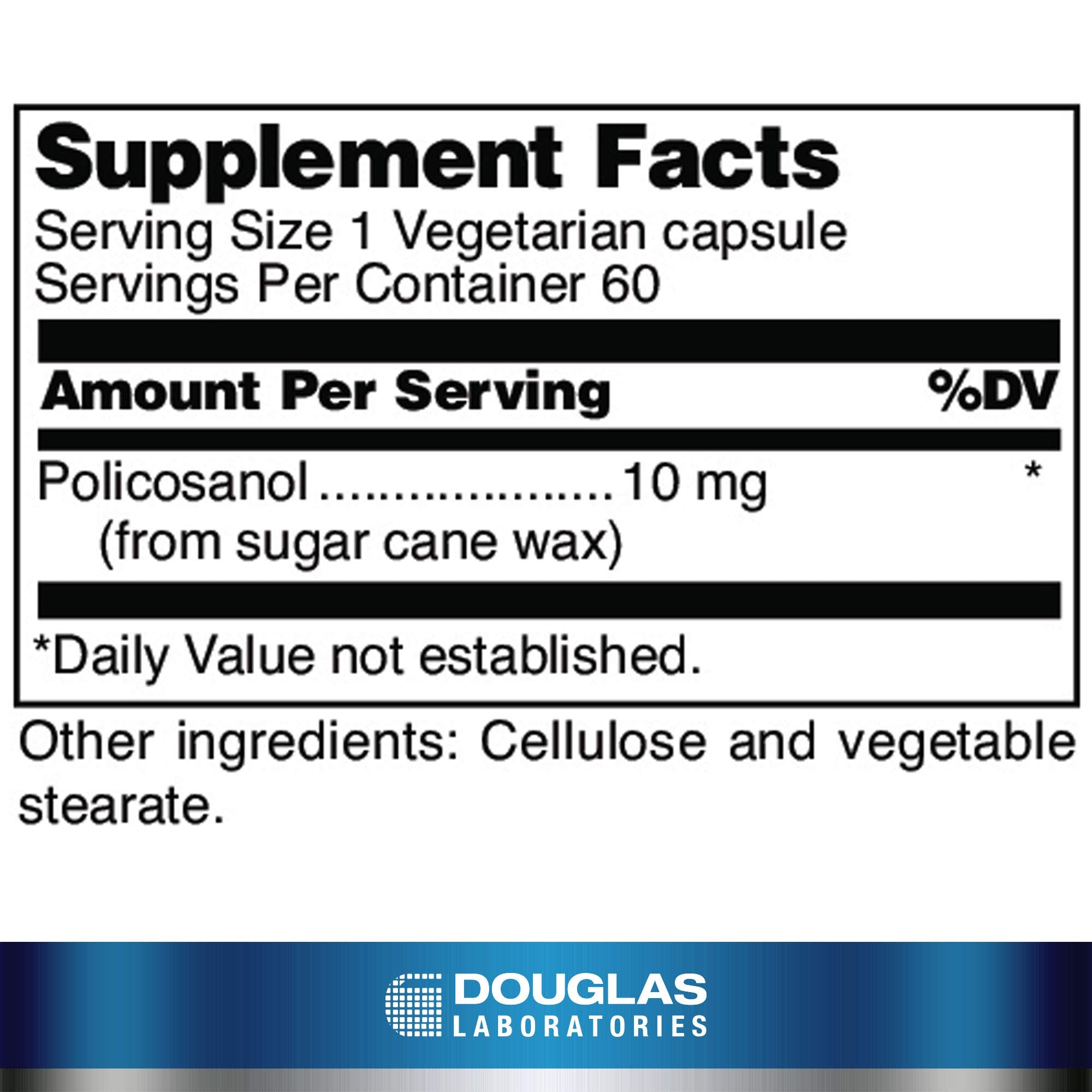 Douglas Laboratories Policosanol, composición de alcoholes de cadena larga, favorece equilibrio lipídico.