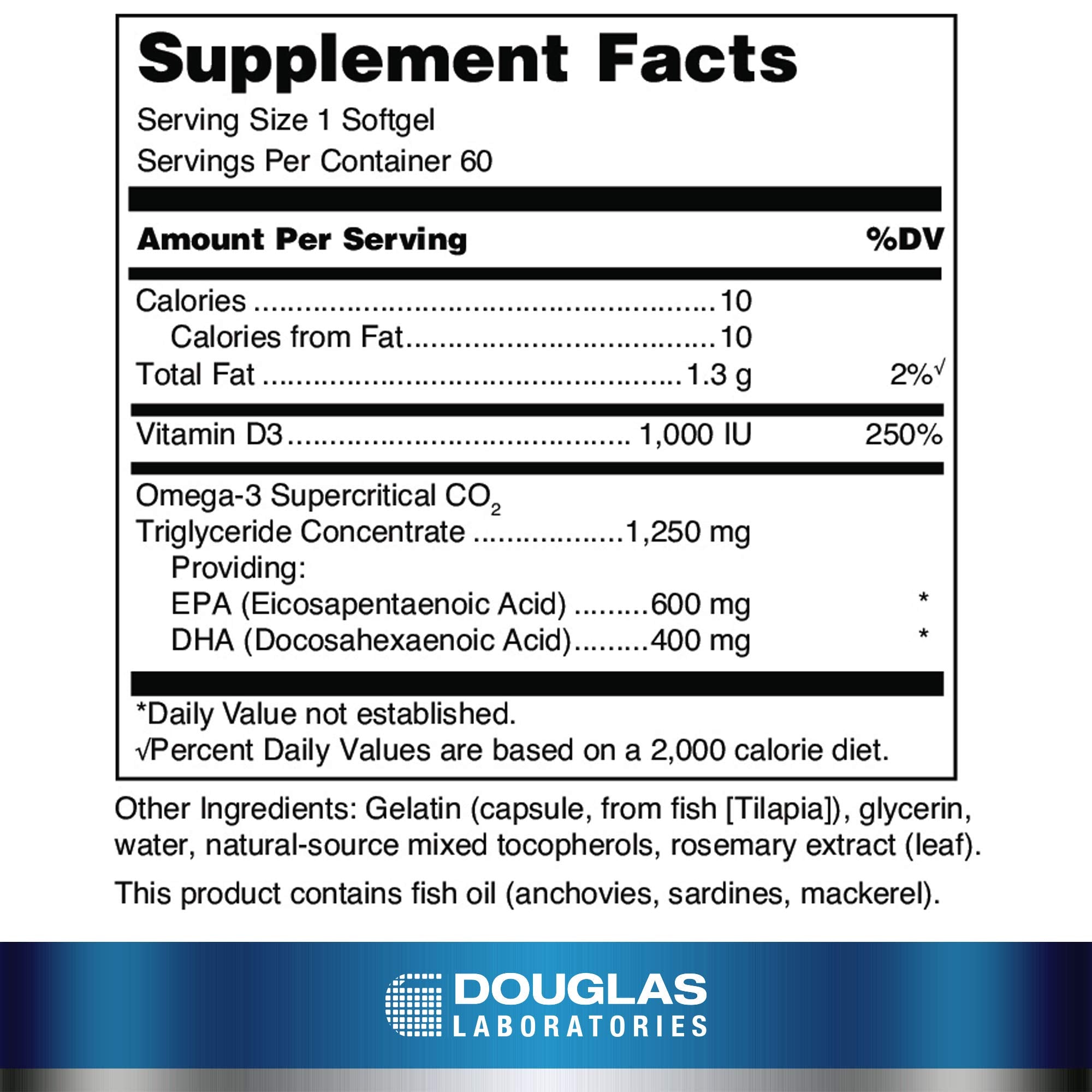 Douglas Laboratories Quell Cápsulas omega 3, 60 cápsulas, favorece la salud diaria.