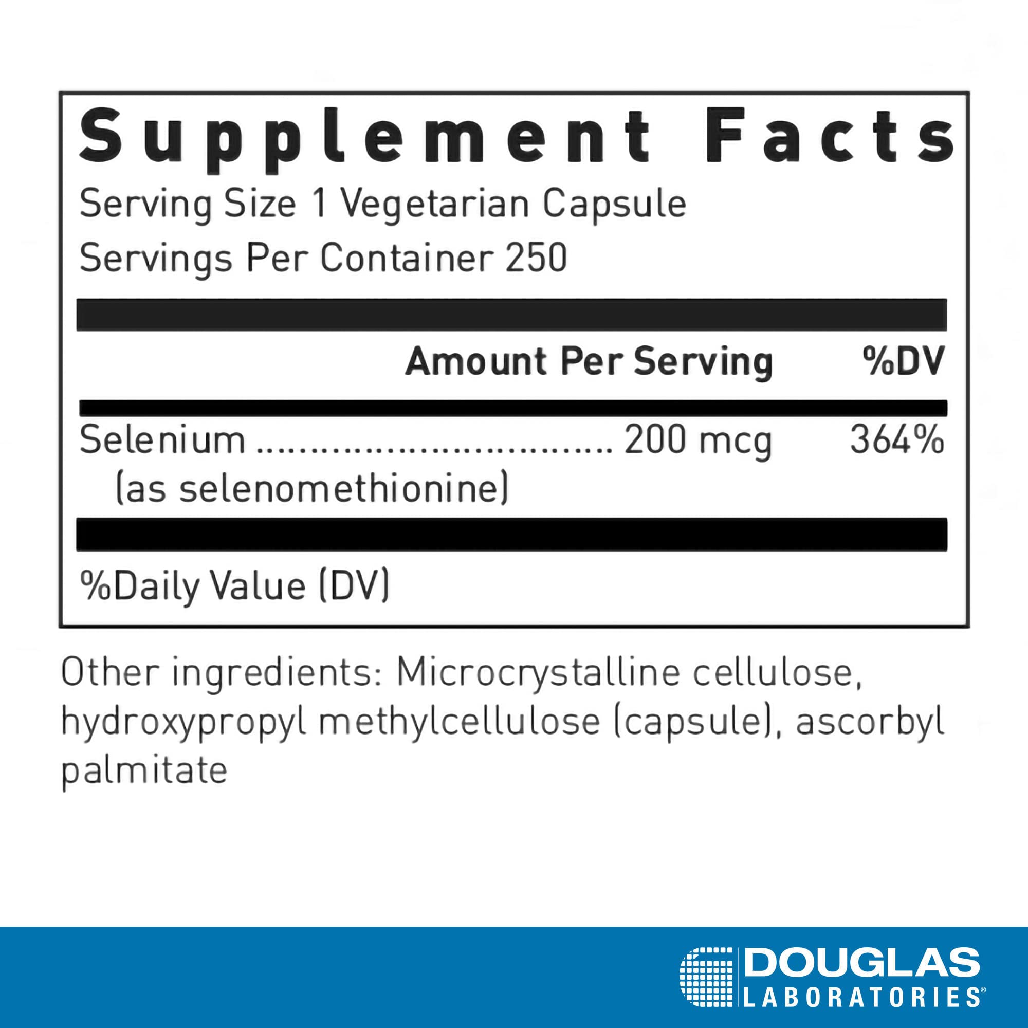 Douglas Laboratories selenio-metionina, botella de 250 cápsulas, uso diario sencillo