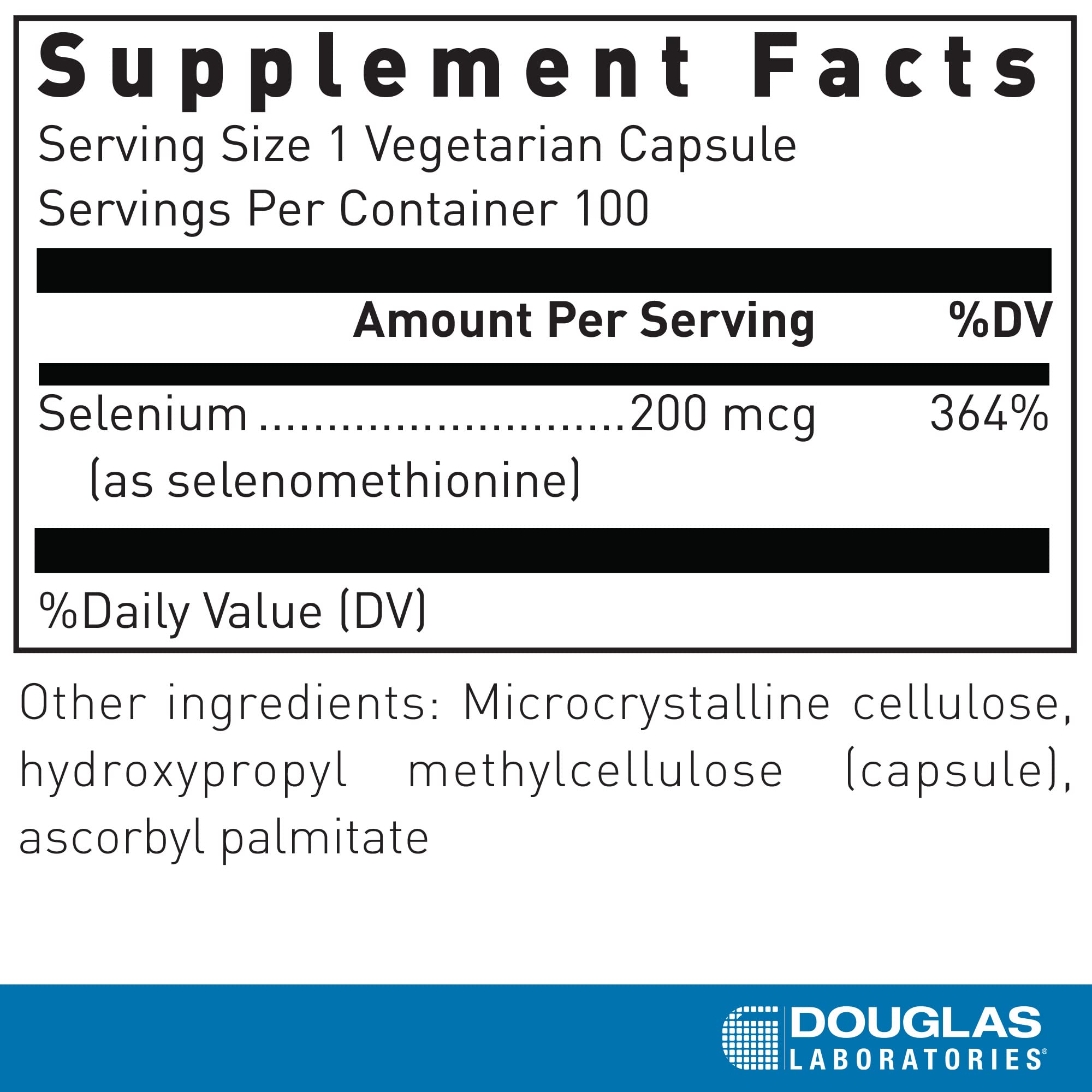 Douglas Laboratories Selenio-Metionina: frasco de 100 cápsulas para consumo diario