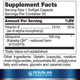 Etiqueta frontal de Ubiquinol-QH, Douglas Laboratories, calidad y trazabilidad.