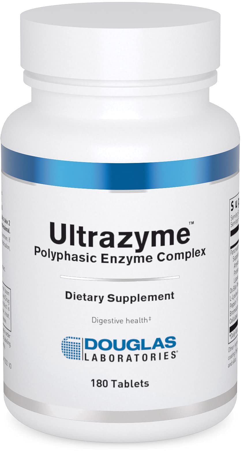 Douglas Laboratories Ultrazyme, caja de 180 tabletas, soporte para digestión de proteínas y carbohidratos