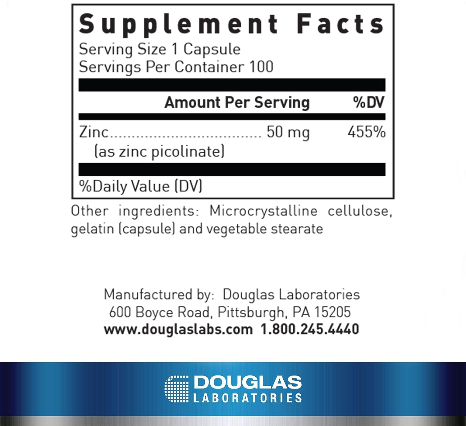 Douglas Laboratories Zinc Picolinato frasco: formato práctico para uso diario