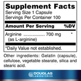 Douglas Laboratories L-Arginina etiqueta con información nutricional para consulta