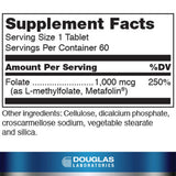 Douglas Laboratories Methyl Folate L-5-MTHF, frasco visible para desarrollo fetal potencial