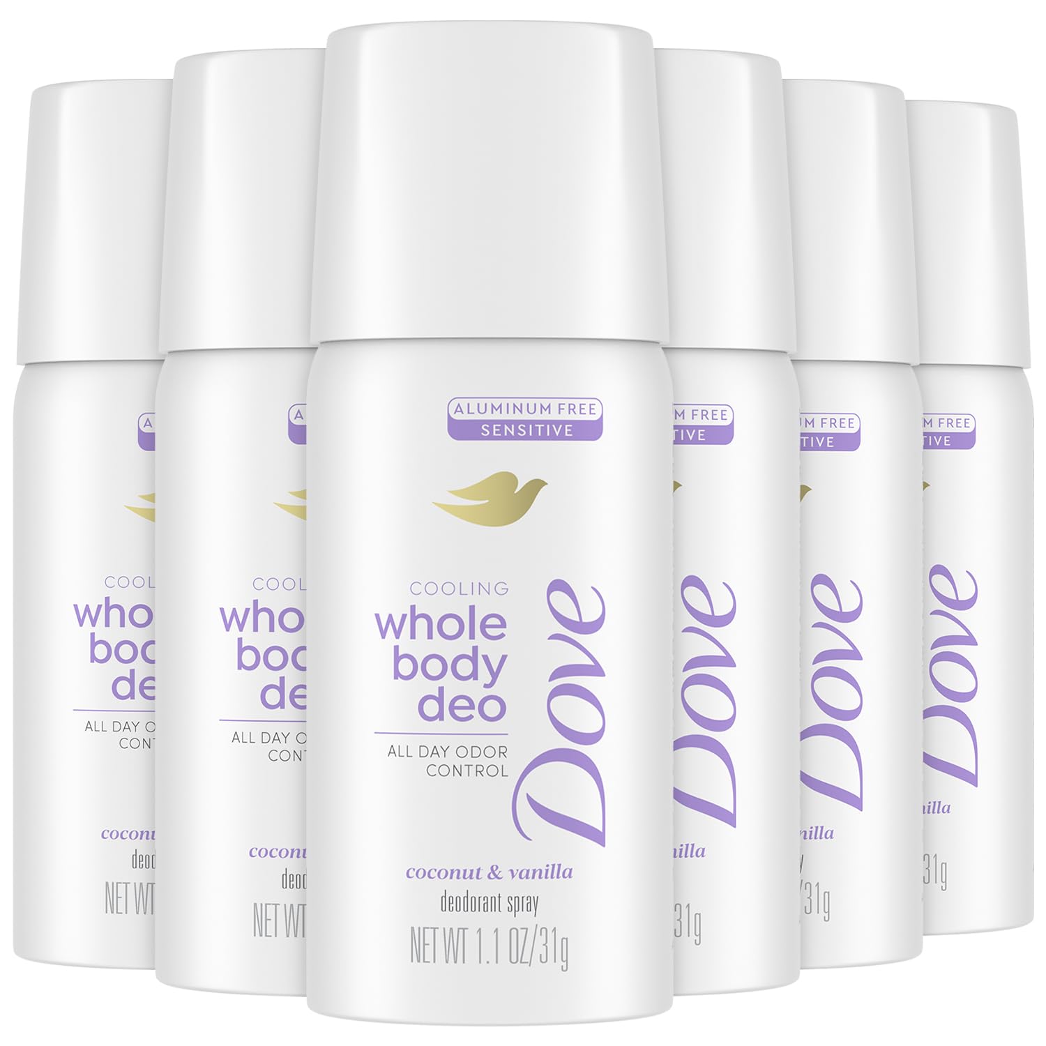 Dove desodorante todo el cuerpo Coco-Vainilla en aerosol pequeño para viajes