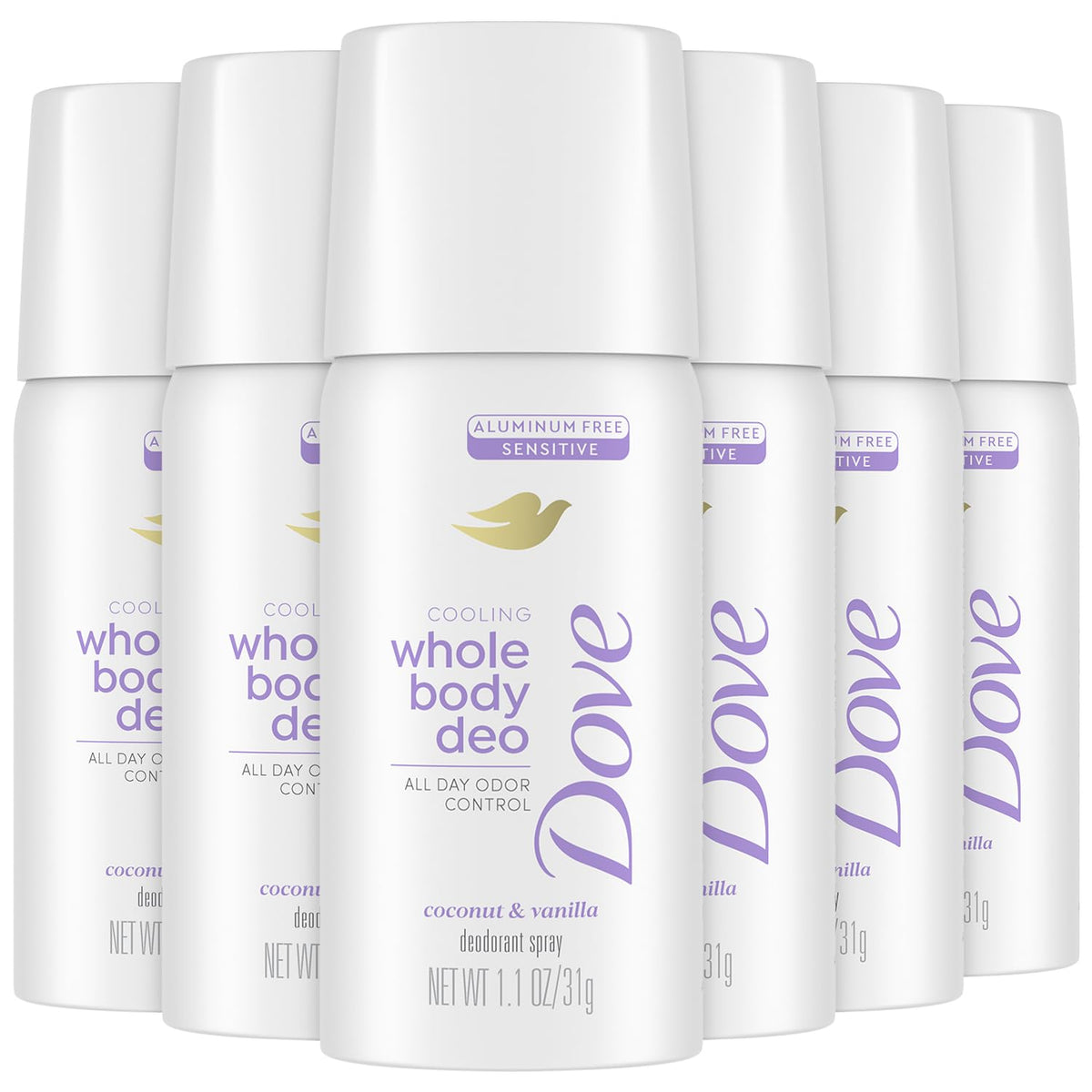 Dove desodorante todo el cuerpo Coco-Vainilla en aerosol pequeño para viajes