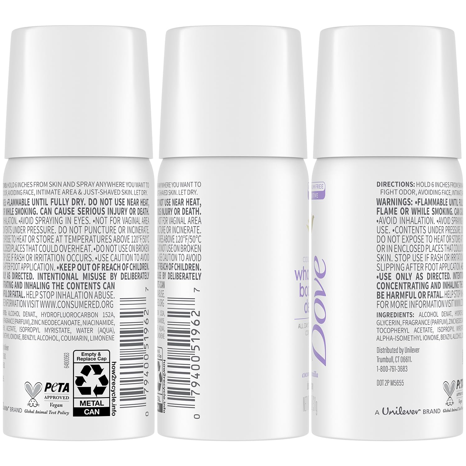 Dove desodorante Coco-Vainilla en estuche de 6 unidades, aroma tropical suave