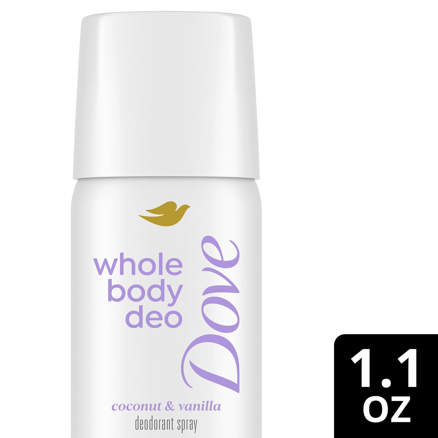 Dove desodorante todo el cuerpo Coco-Vainilla, etiqueta de diseño elegante
