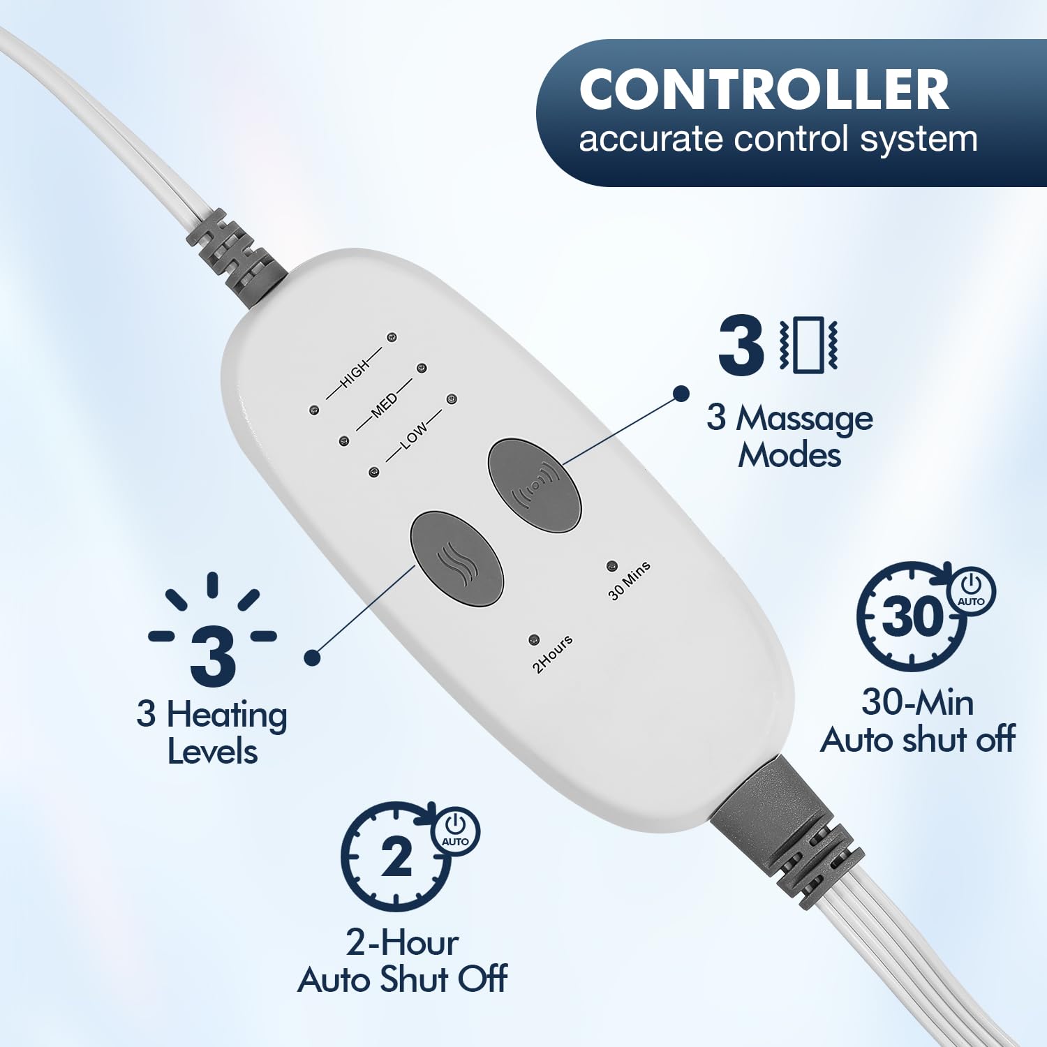 Dowin Almohadilla con ajustes de temperatura y vibración para terapia personalizada.
