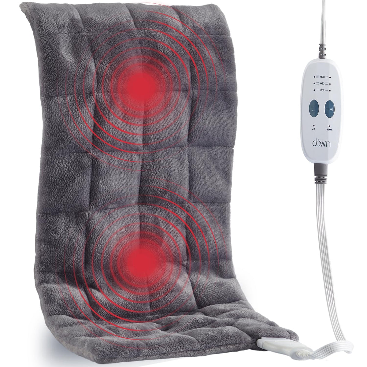 Dowin: almohadilla de calor y masaje para la espalda con cobertura total.