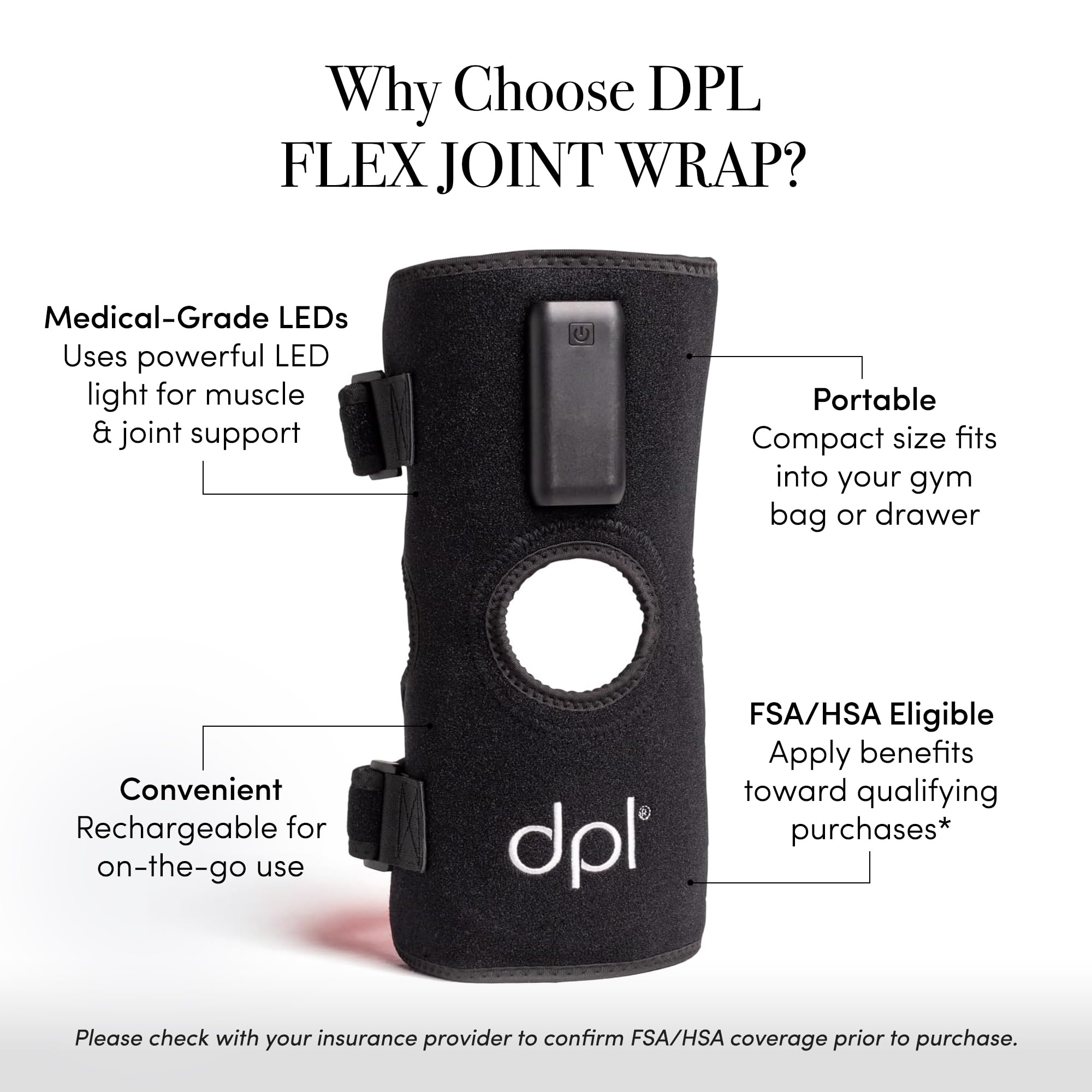 DPL Flex Joint Wrap en tobillo para relajación y soporte localizado.