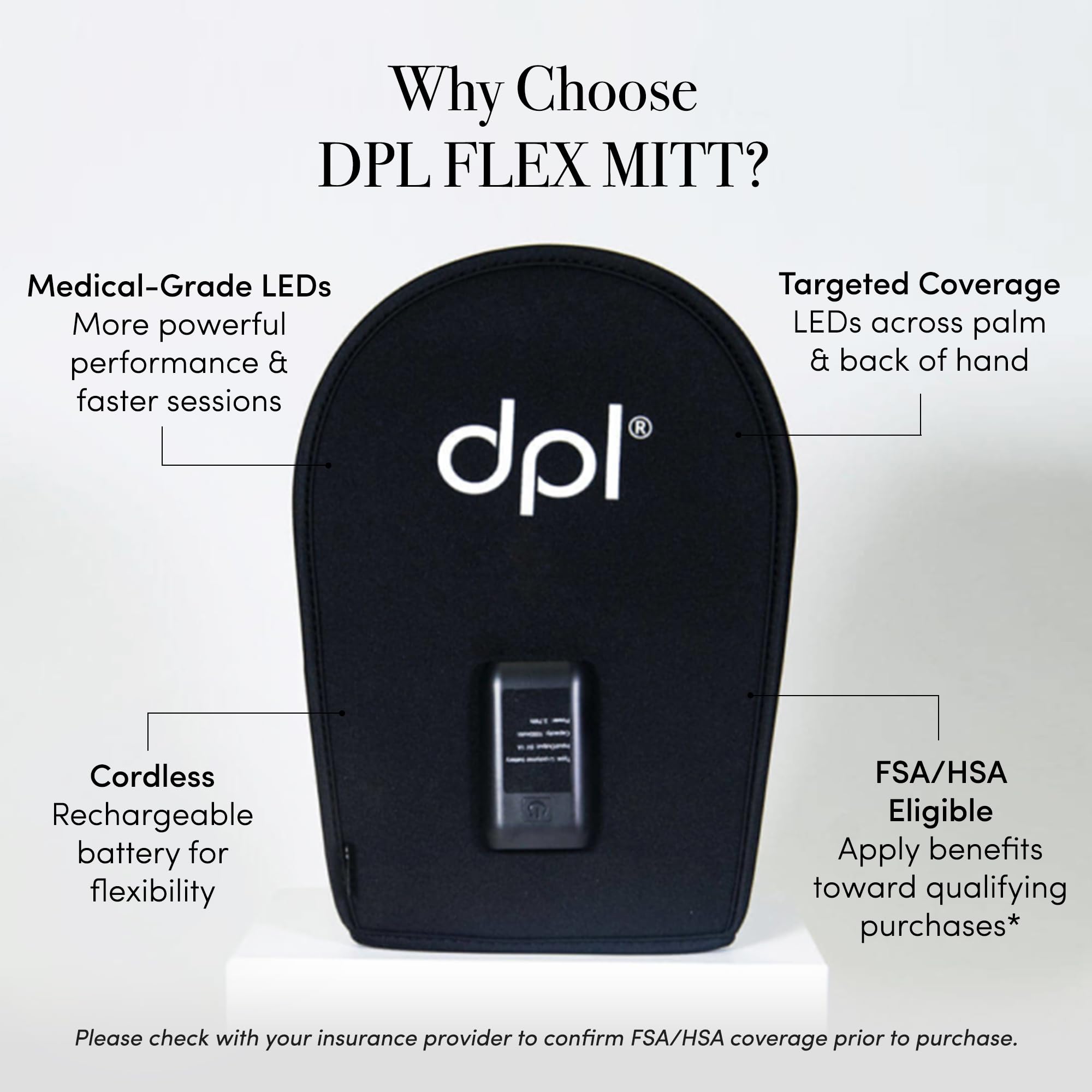 Uso sin cables gracias a la batería USB-C recargable del dpl Flex Mitt