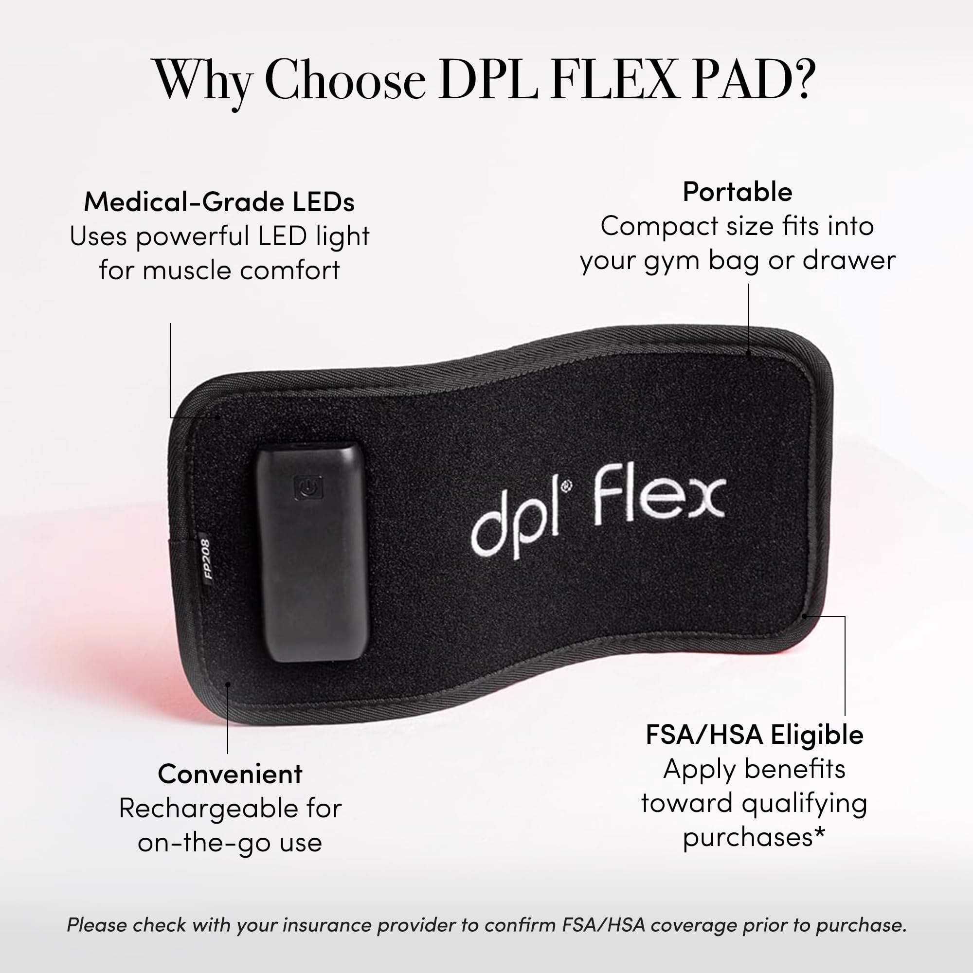 La dpl Flex Pad incluye correas ajustables para fijar en espalda o piernas.