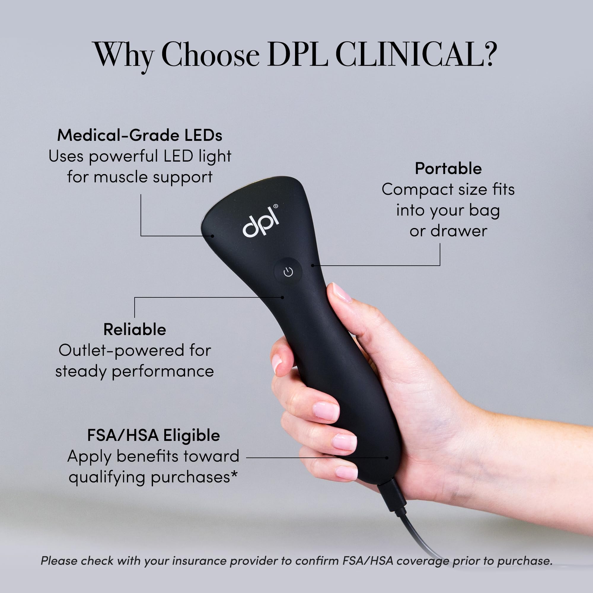 La DPL terapia LED de cuello permite tratamiento focal en cuello desde casa.