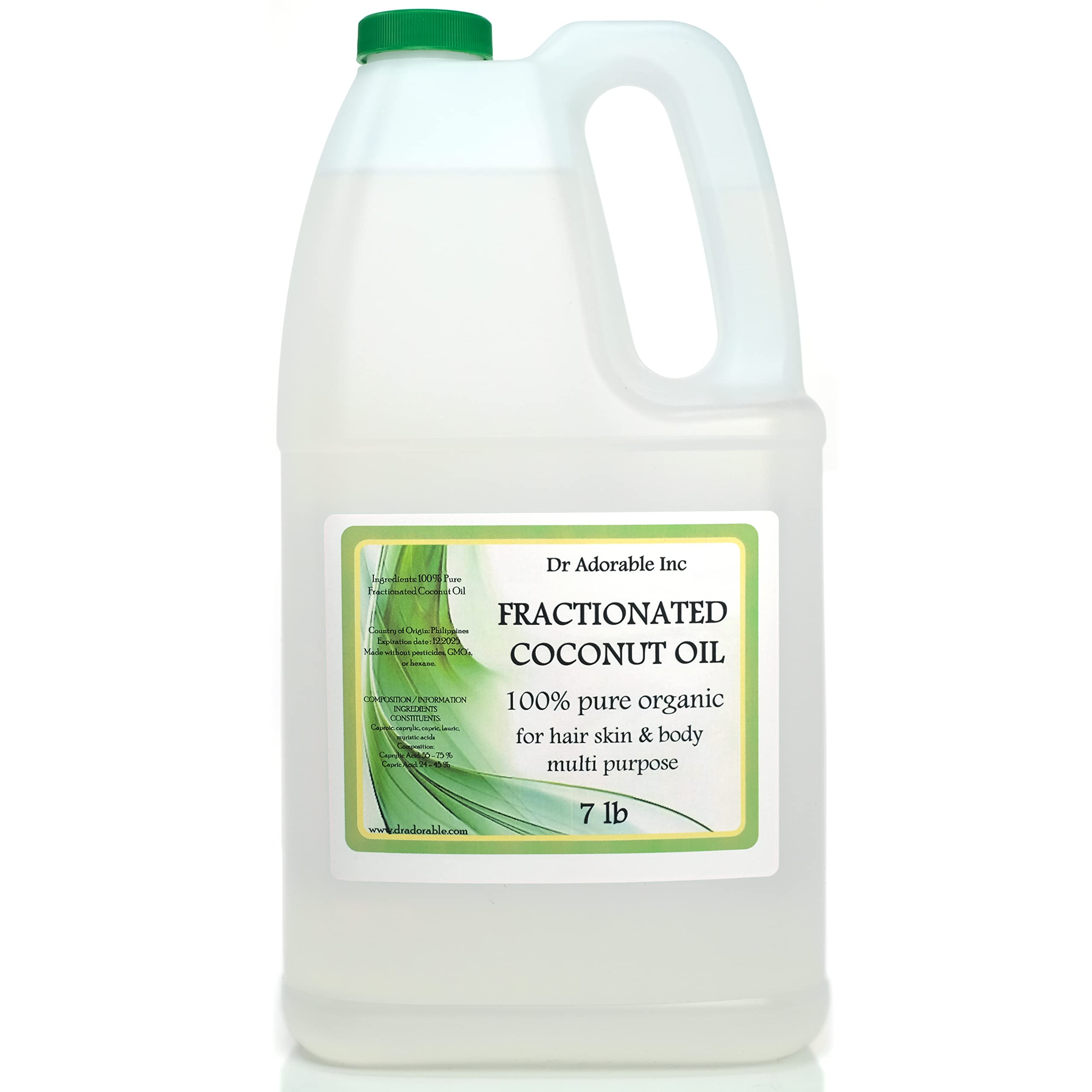 Dr Adorable aceite de coco fraccionado, botella vertido; base suave para cosméticos caseros.
