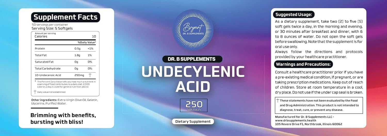 Dr B Supplements Ácido Undecénico – ilustración de flora intestinal y vaginal para contexto.